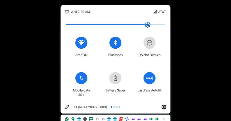 Android 11 Quick Settings — separate WiFi and Mobile Data tiles